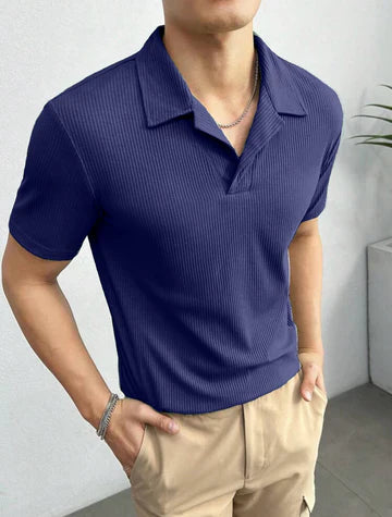 Emerce - Waffle Knitted Polo - NAVYBLUE